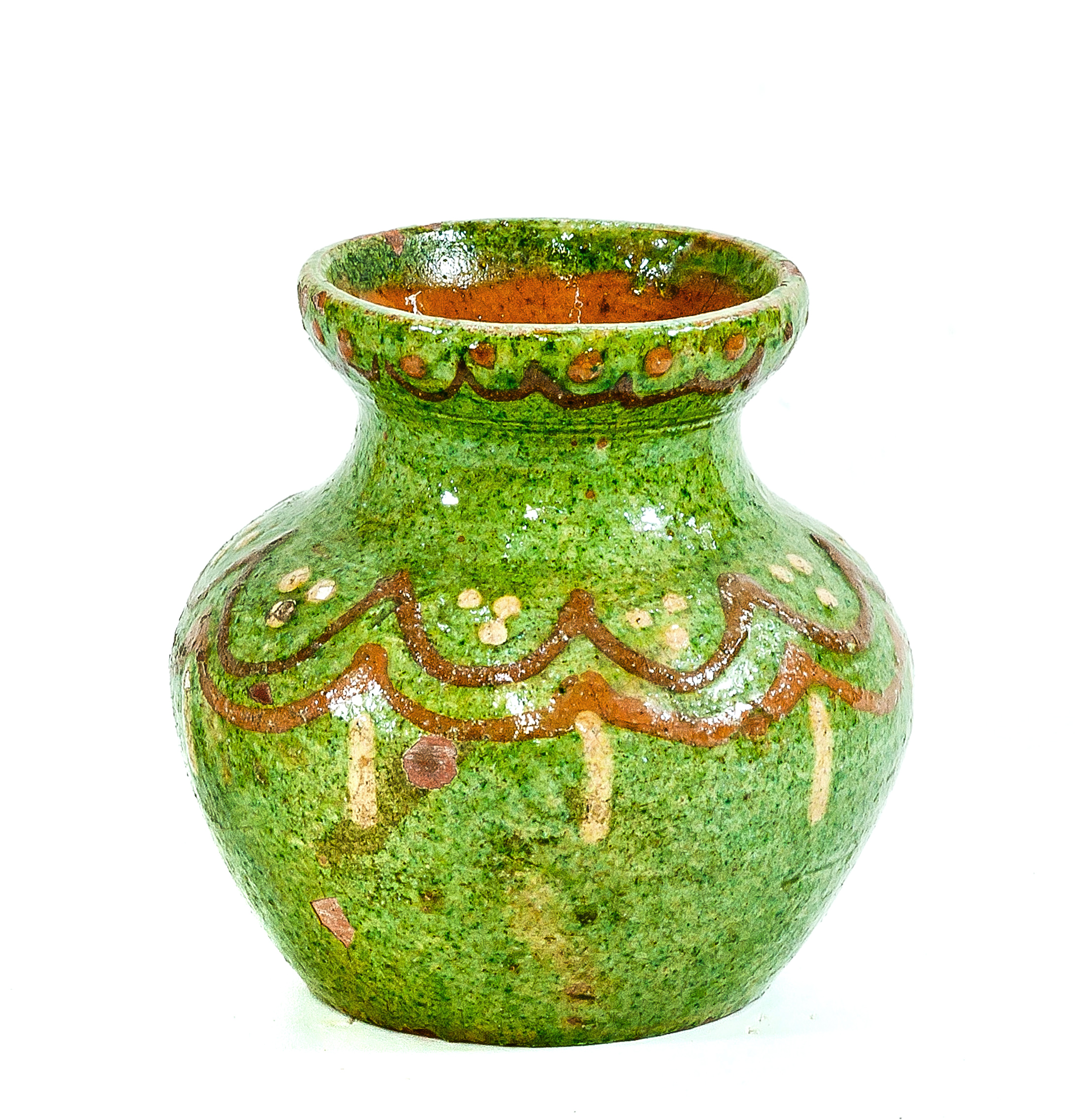 62 etnografia - flakon dzbankowy, ceramiczny, olszewski, jodłowa, sprzed 1939 r., wys. 10,5 cm, gł. 10 cm, śr. dna - 6,7 cm, śr. brzuśca - 10,5 cm, śr. wylewu - 6,6 cm .jpg