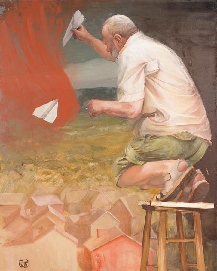 6235 ah, autor piotr betlej, samoloty, 2018 r., olej na płótnie, 100 x 80 cm,