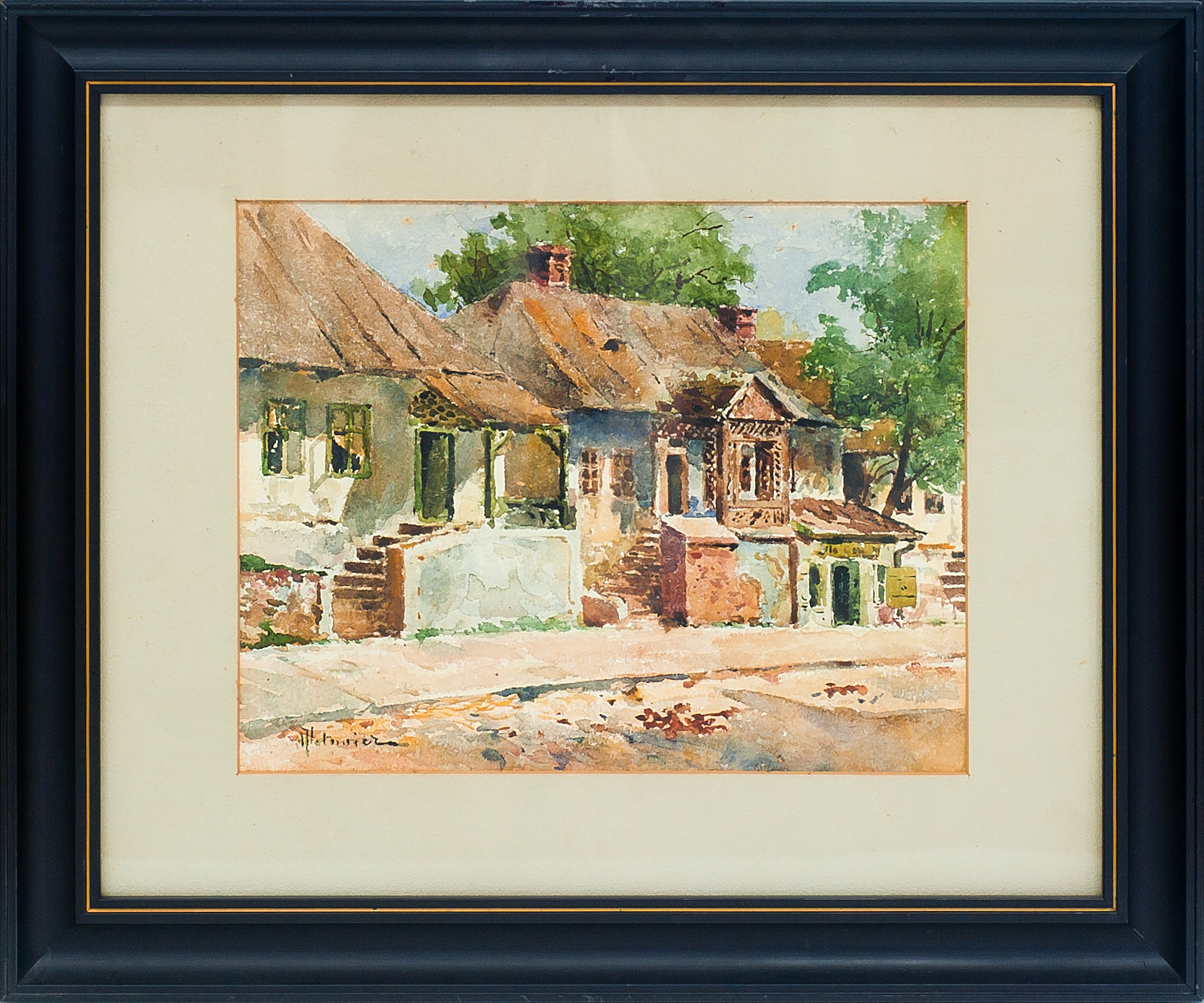638 ah, autor apolinary kotowicz, stare domki przy ul. floriańskiej, pocz. xx w., akwarele, 21 x 27,5 cm,