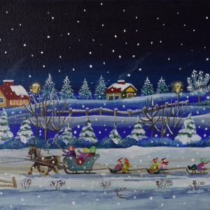 6435 ah, autor barbara józefowicz, wspomnienie z dzieciństwa, 2015, akryl na płótnie, 25 x 70 cm