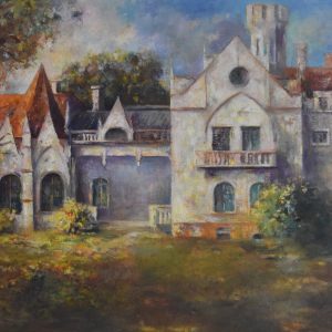 6436 ah, autor mirosław szudy, pałac w gorajowicach, 1998, olej na płótnie, 44 x 72 cm