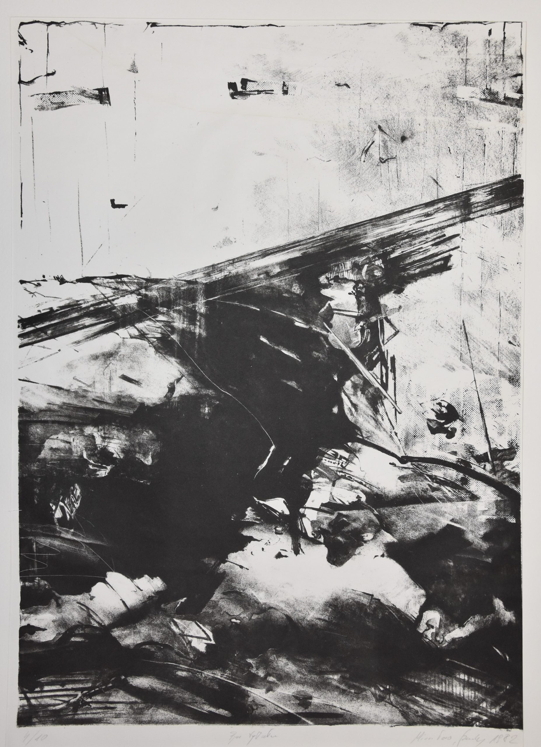 6437 ah, autor mirosław szudy, bez tytułu, 1982, litografia, 64 x 46 cm
