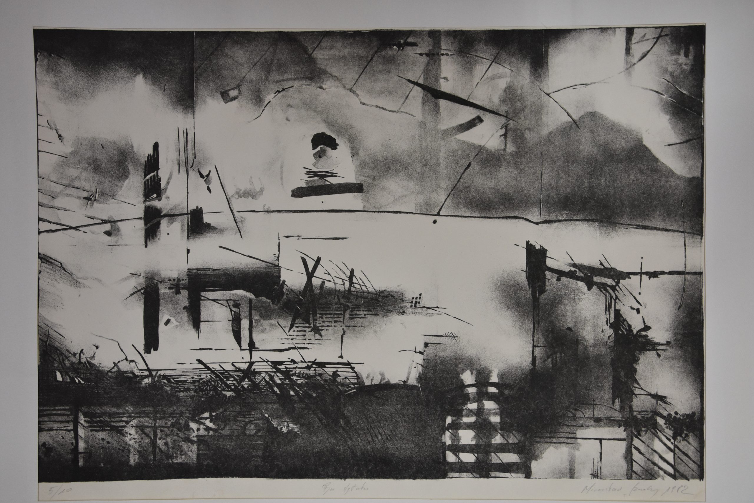 6438 ah, autor mirosław szudy, bez tytułu, 1982,  litografia, 64 x 46 cm