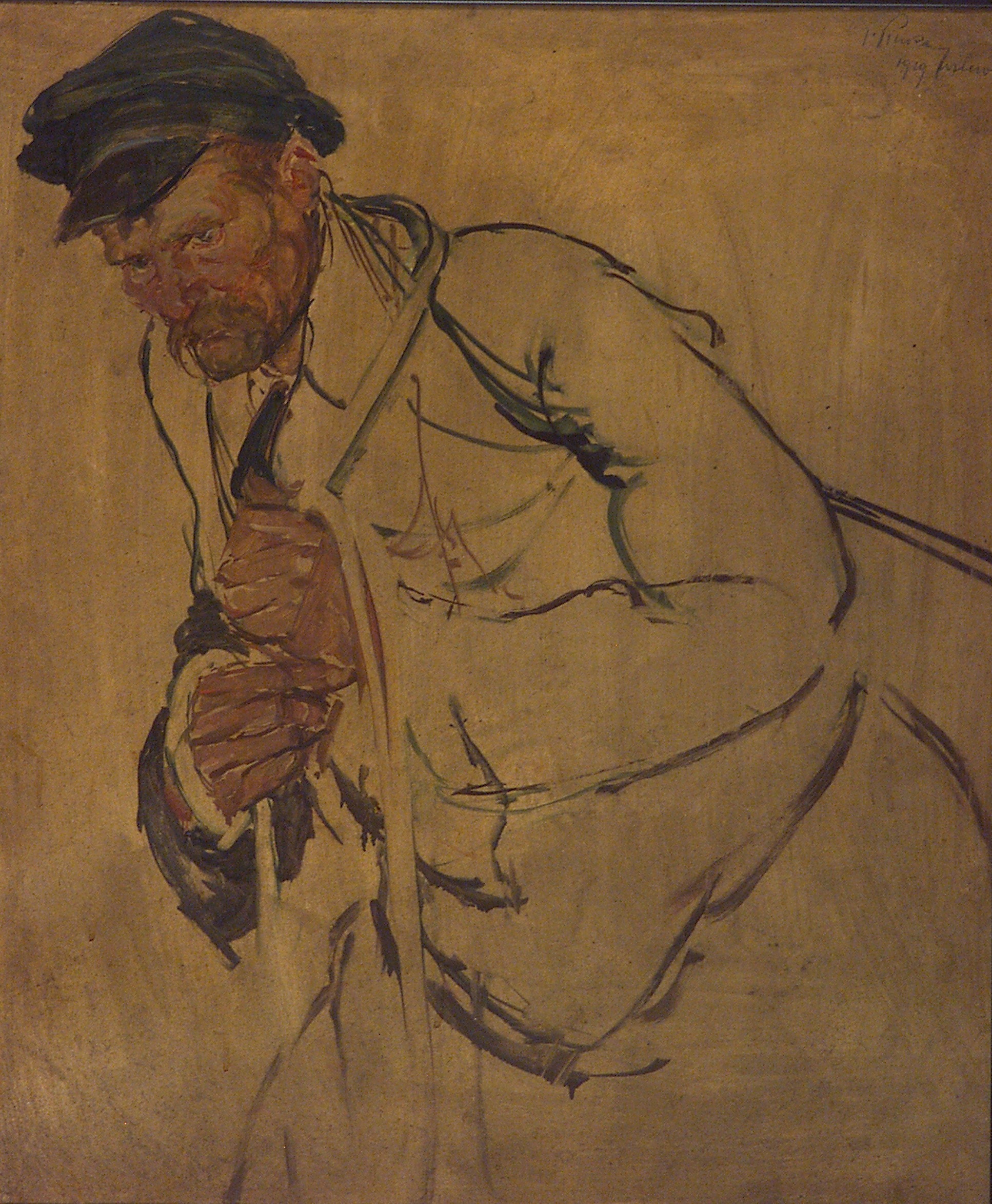 656 ah  autor ignacy pinkas, robotnik-wozak, 1919, olej na dykcie, 97x83 cm.