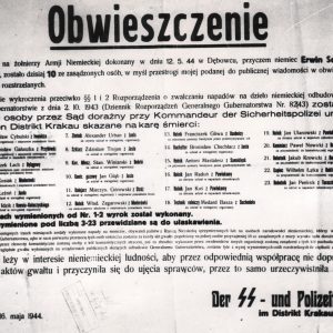 668 ahsid – obwieszczenie o rozstrzelaniu 23 polaków w odwecie za napad ruchu oporu na żołnierzy niemieckich, 1944 r.