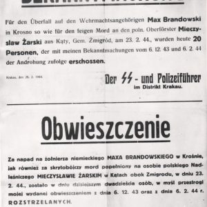 676 ahsid – obwieszczenie o rozstrzelaniu polaków, 1944 r.