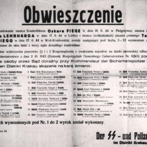 677 ahsid – obwieszczenie o rozstrzelaniu polaków, 1944 r.
