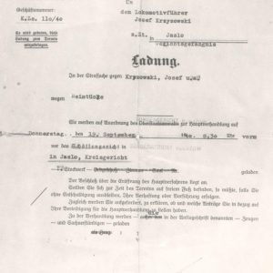 692 ahsid – dokument józefa krzyżowskiego z okresu pobytu w więzieniu niemieckim, 1940 r.