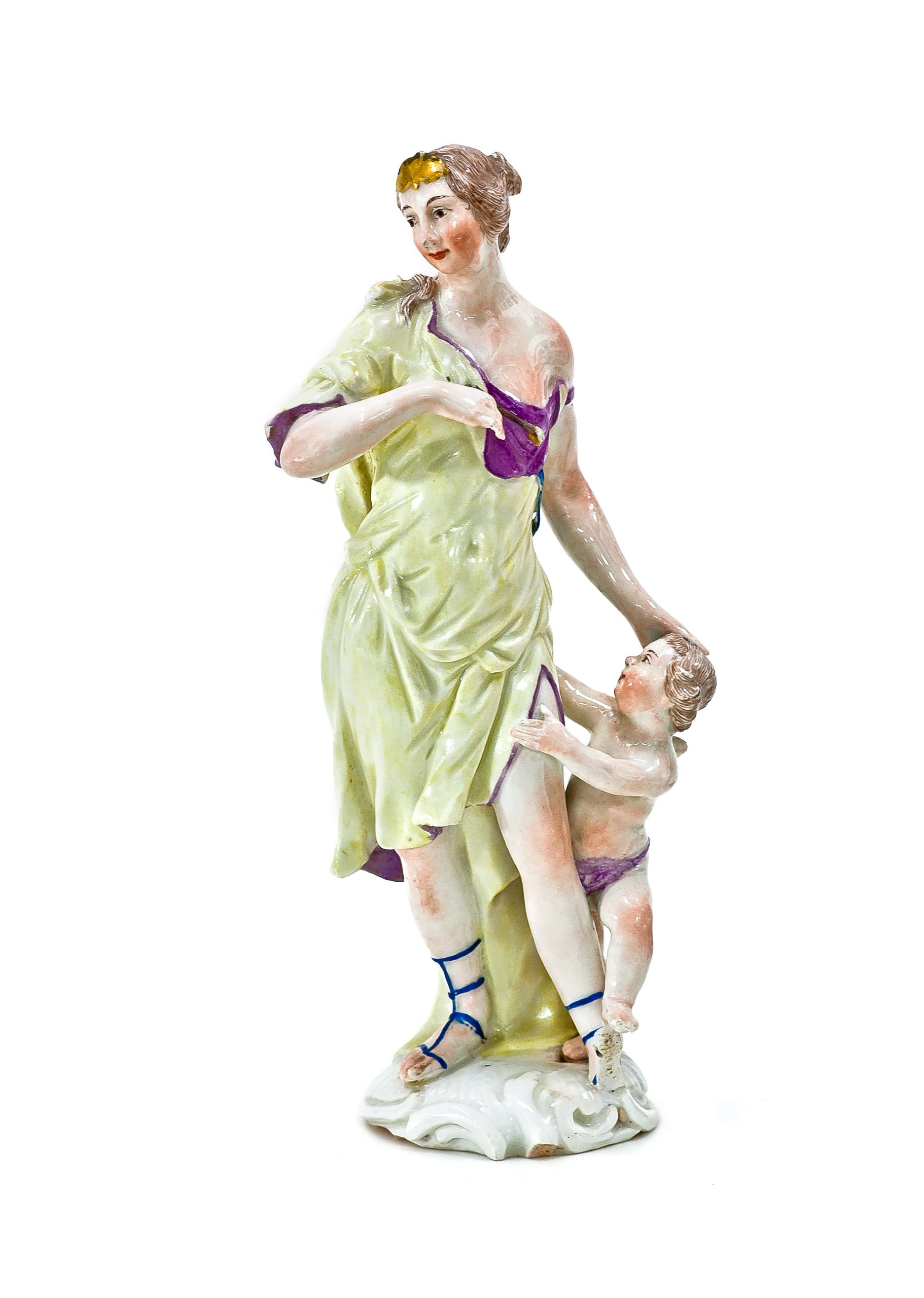 986 ah figurka porcelanowa, wenus z kupidynem, austria, wiedeń, druga połowa xviii w.