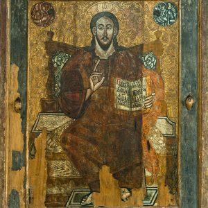 99 ah – ikona „chrystus pantokrator”, ok. 1635 r., polska południowo-wschodnia, tempera na desce, 132x96 cm.