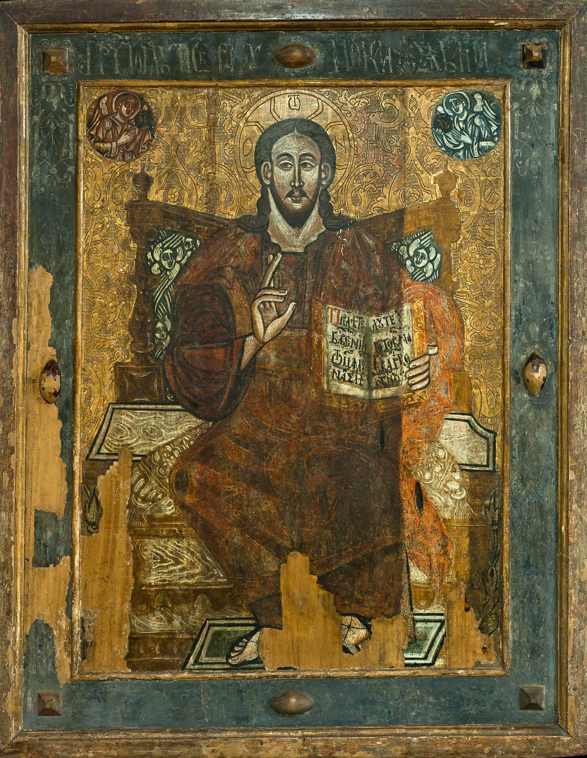 99 ah – ikona „chrystus pantokrator”, ok. 1635 r., polska południowo-wschodnia, tempera na desce, 132x96 cm.
