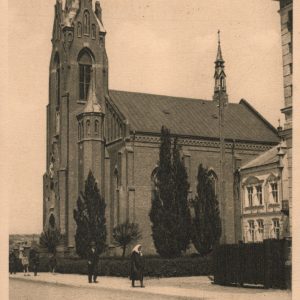 2541 afh pocztówka jasło, kościół oo franciszkanów, widok z pierwszej połowy xx w.