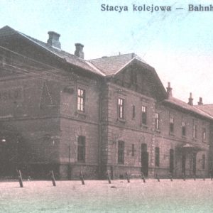 2578 afh jasło-dworzec kolejowy, pocztówka kolorowa z pocz. xx w.