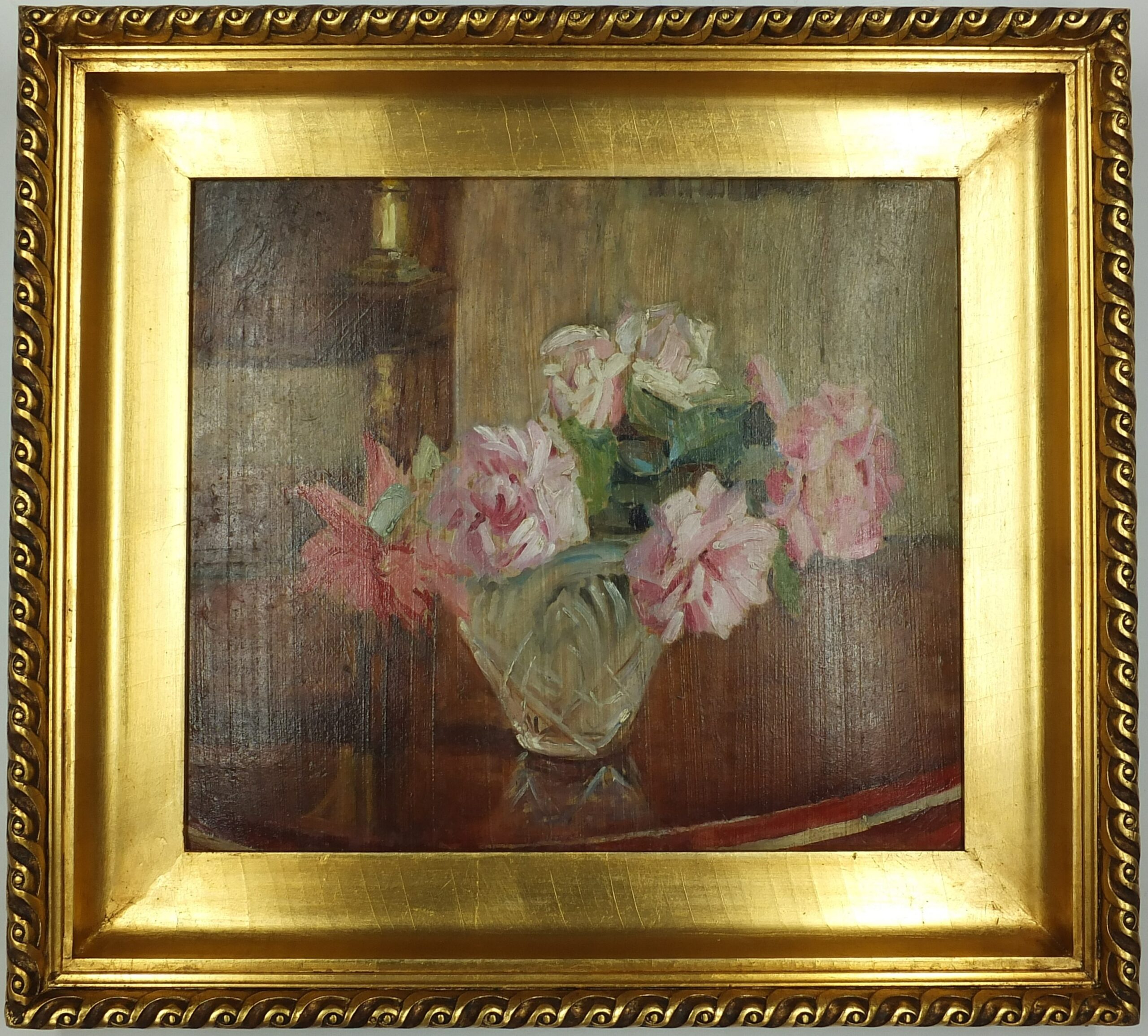4885 a-h, ignacy pinkas, róże, olej na tekturze, 40 x 46 cm