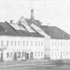 2319 af jasło, rynek część północno-wschodnia, widok z końca xix w. fotografia józefa zajączkowskiego.
