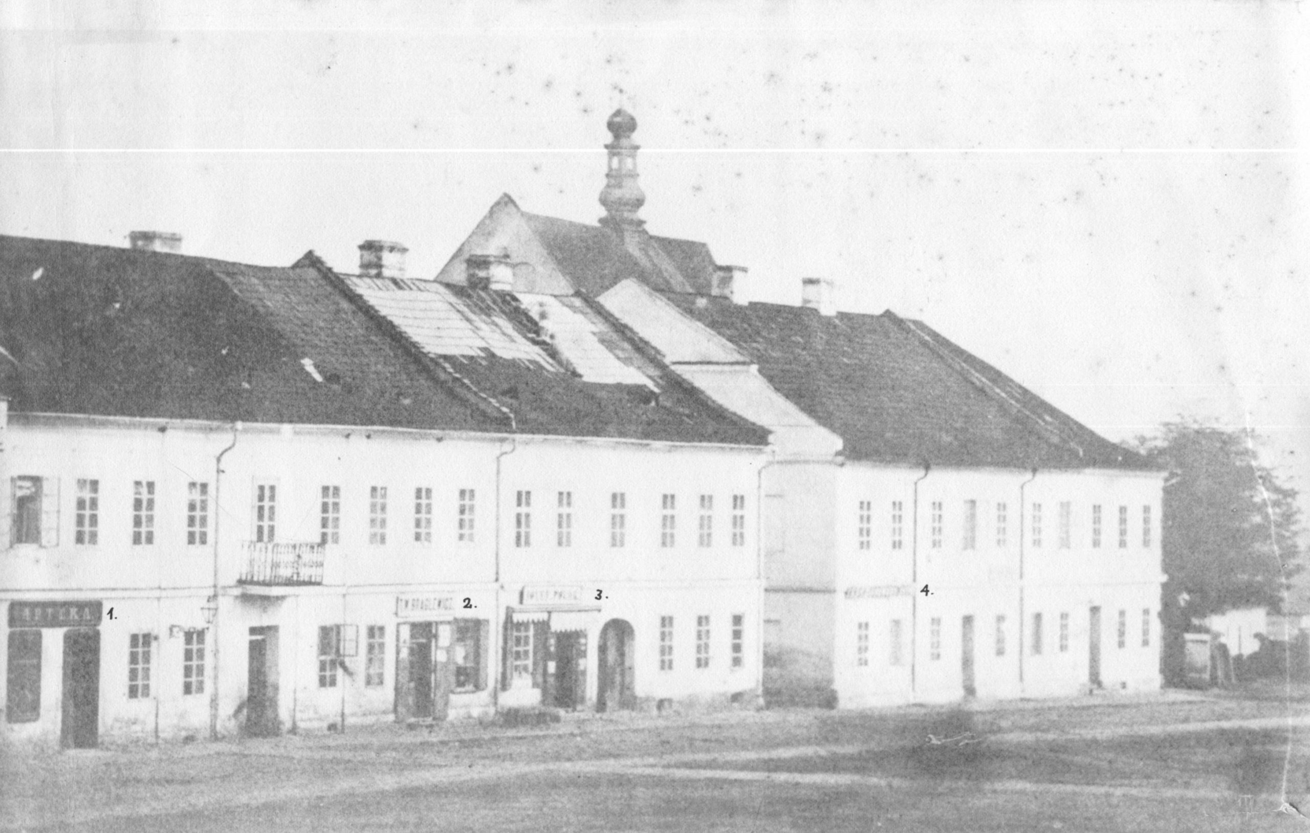 2319 af jasło, rynek część północno-wschodnia, widok z końca xix w. fotografia józefa zajączkowskiego.