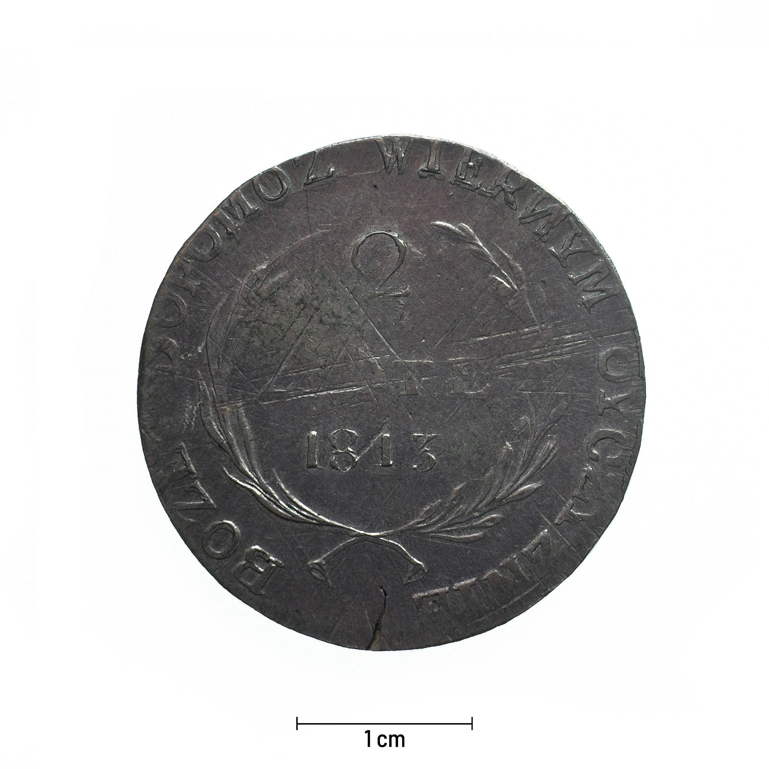 0772 zbiory numizmatyczne st. kadyiego; księstwo warszawskie (1813); 2 złote zamość- rewers