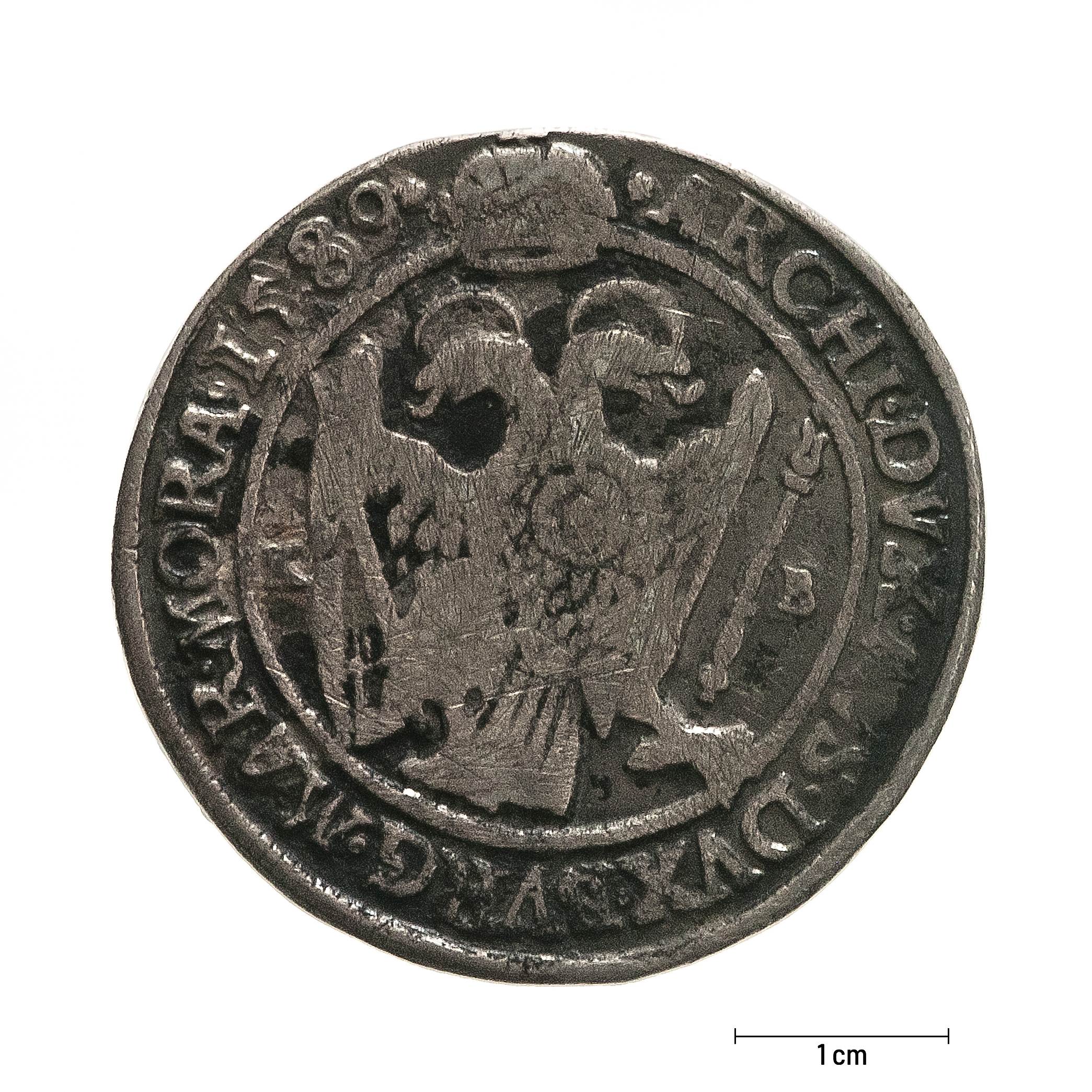 0907 zbiory numizmatyczne st. kadyiego; rudolf ii cesarz austriacki (1589); talar węgierski- rewers