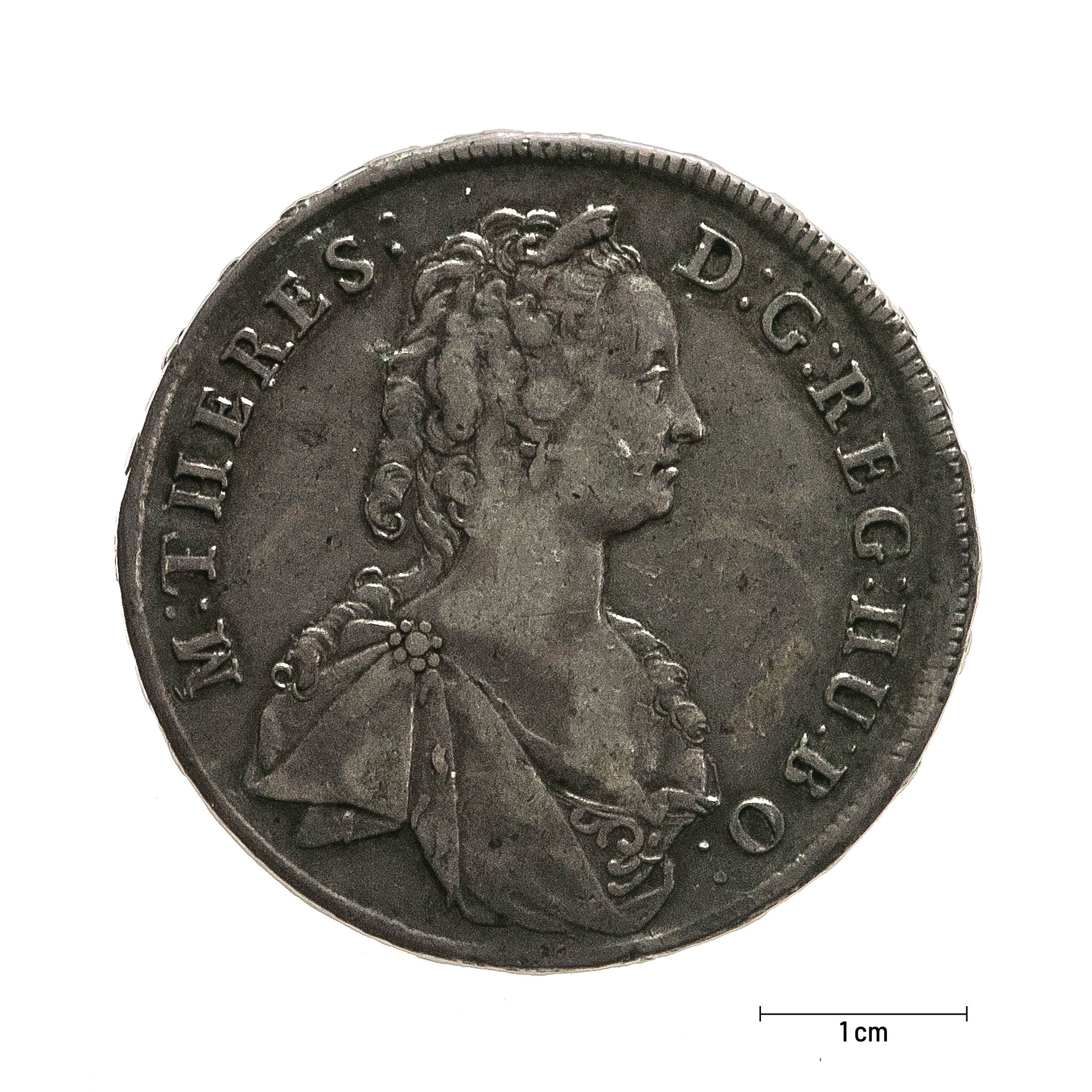 0912 zbiory numizmatyczne st. kadyiego; maria teresa królowa węgierska (1745); talar węgierski - awers