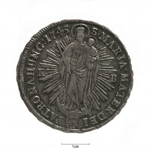 0912 zbiory numizmatyczne st. kadyiego; maria teresa królowa węgierska (1745); talar węgierski - rewers