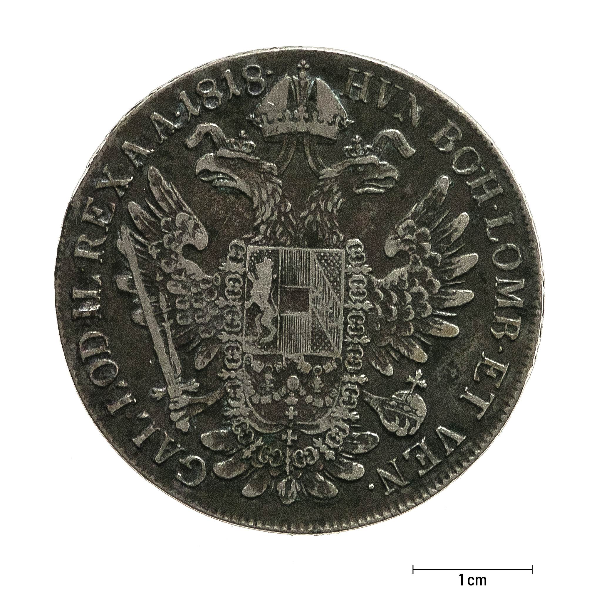 0915 zbiory numizmatyczne st. kadyiego; franciszek i cesarz austriacki (1818); talar – rewers