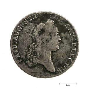 0923 zbiory numizmatyczne st. kadyiego; fryderyk august książę saski (1775); talar - awers