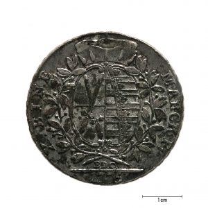 0923 zbiory numizmatyczne st. kadyiego; fryderyk august książę saski (1775); talar - rewers