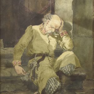 1159 a-h, seweryn bieszczad, klucznik odpoczywający, akwarela, 48,5x32 cm
