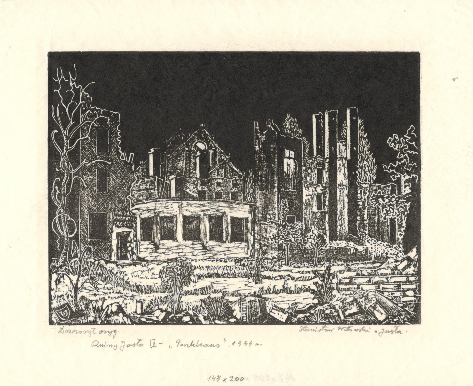 169 a-h, stanisław witowski z jasła, parkhaus, drzeworyt
