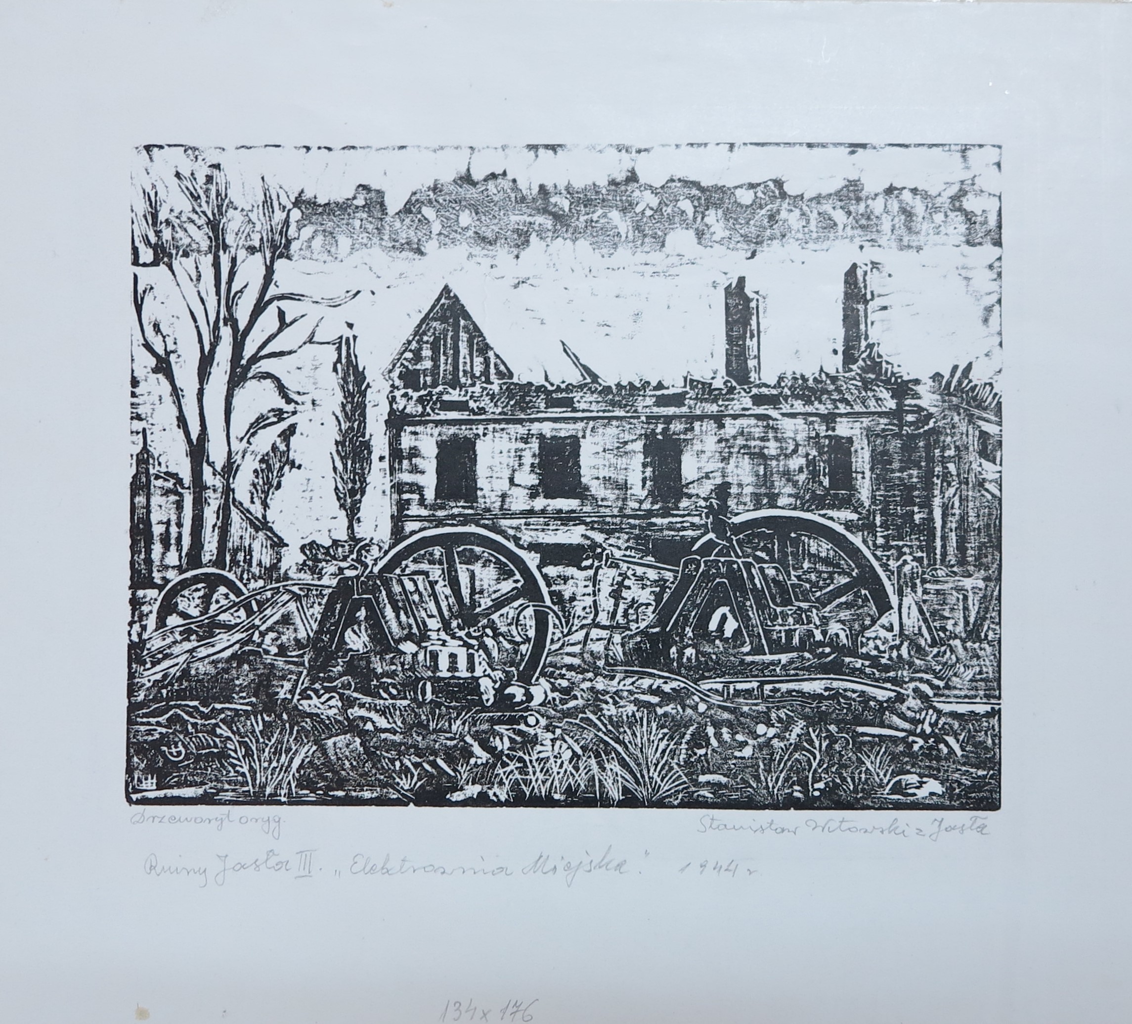 170 a-h, stanisław witowski z jasła,  elektrownia miejska, drzeworyt