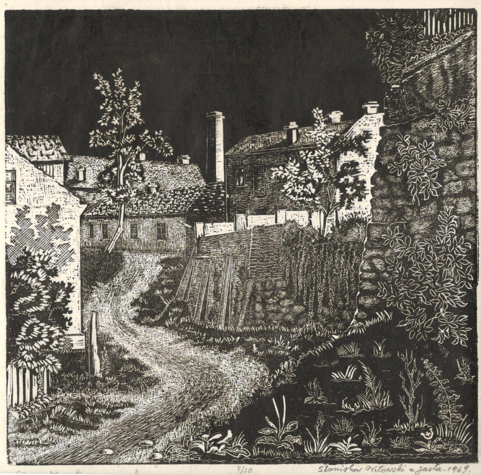 171 a-h, stanisław witowski z jasła,  stare jasło, ul. wałowa, drzeworyt