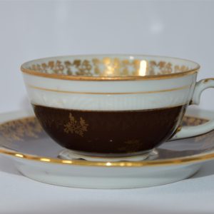 1794 a-h, filiżanka, chodzież, 1924-50, porcelana, złocenia, wys. 4 cm, śr. 7,8 cm