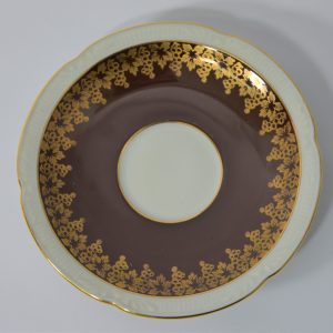 1801 a-h, spodek, chodzież, 1924-50, porcelana, złocenia, śr. 12,8 cm
