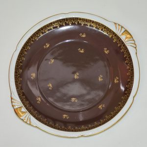 1805 a-h, patera, chodzież, 1924-50, porcelana, złocenia, śr. 25,5 cm