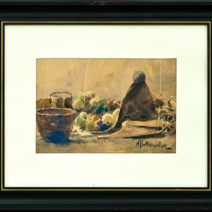 224 a-h, apolinary kotowicz, na targu w jaśle, 1912-13, akwarela, 15x22,5 cm