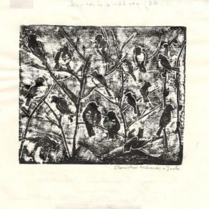 227 a-h, stanisław witowski z jasła, ptaki, drzeworyt