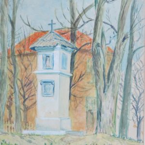 3130 a-h, stanisław witowski z jasła, kapliczka na Łapiguzie w jaśle, 1956, akwarele