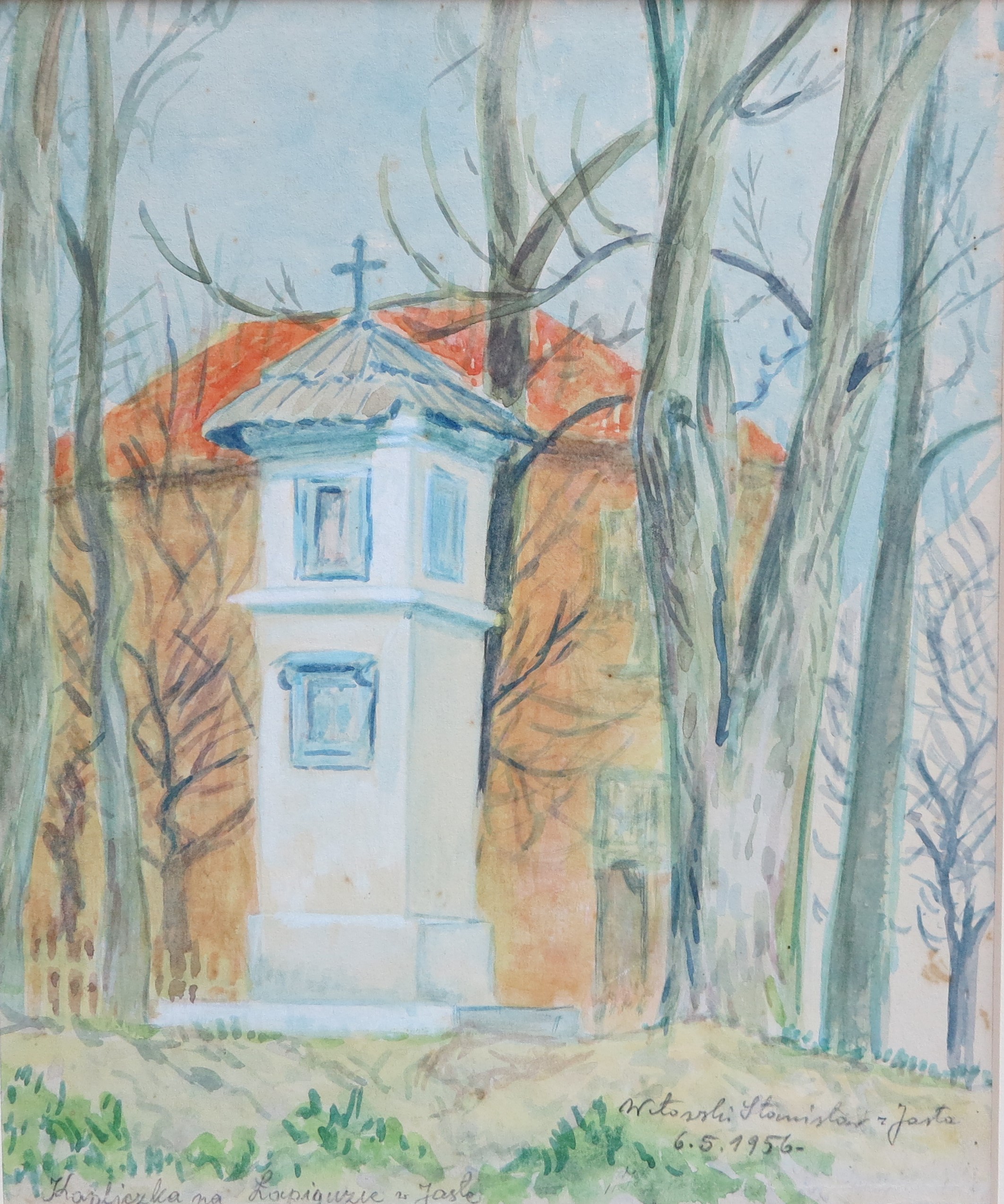 3130 a-h, stanisław witowski z jasła, kapliczka na Łapiguzie w jaśle, 1956, akwarele
