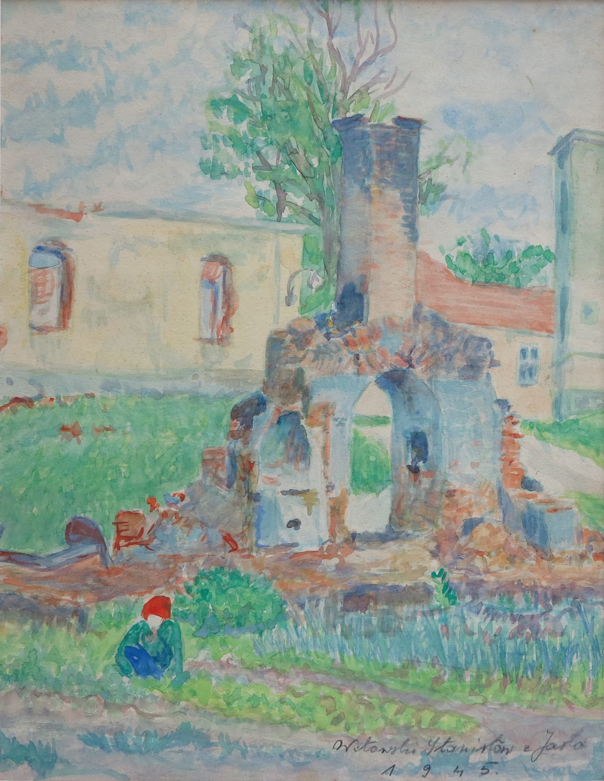 3132 a-h, stanisław witowski z jasła, ruiny jasła, komin, akwarele