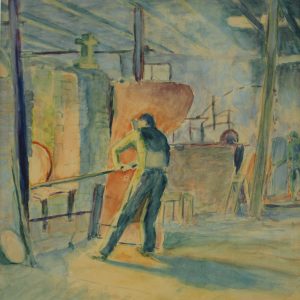 4514 a-h, stanisław witowski z jasła, w hucie szkła, 1945, akwarele, 31,5 x 27 cm