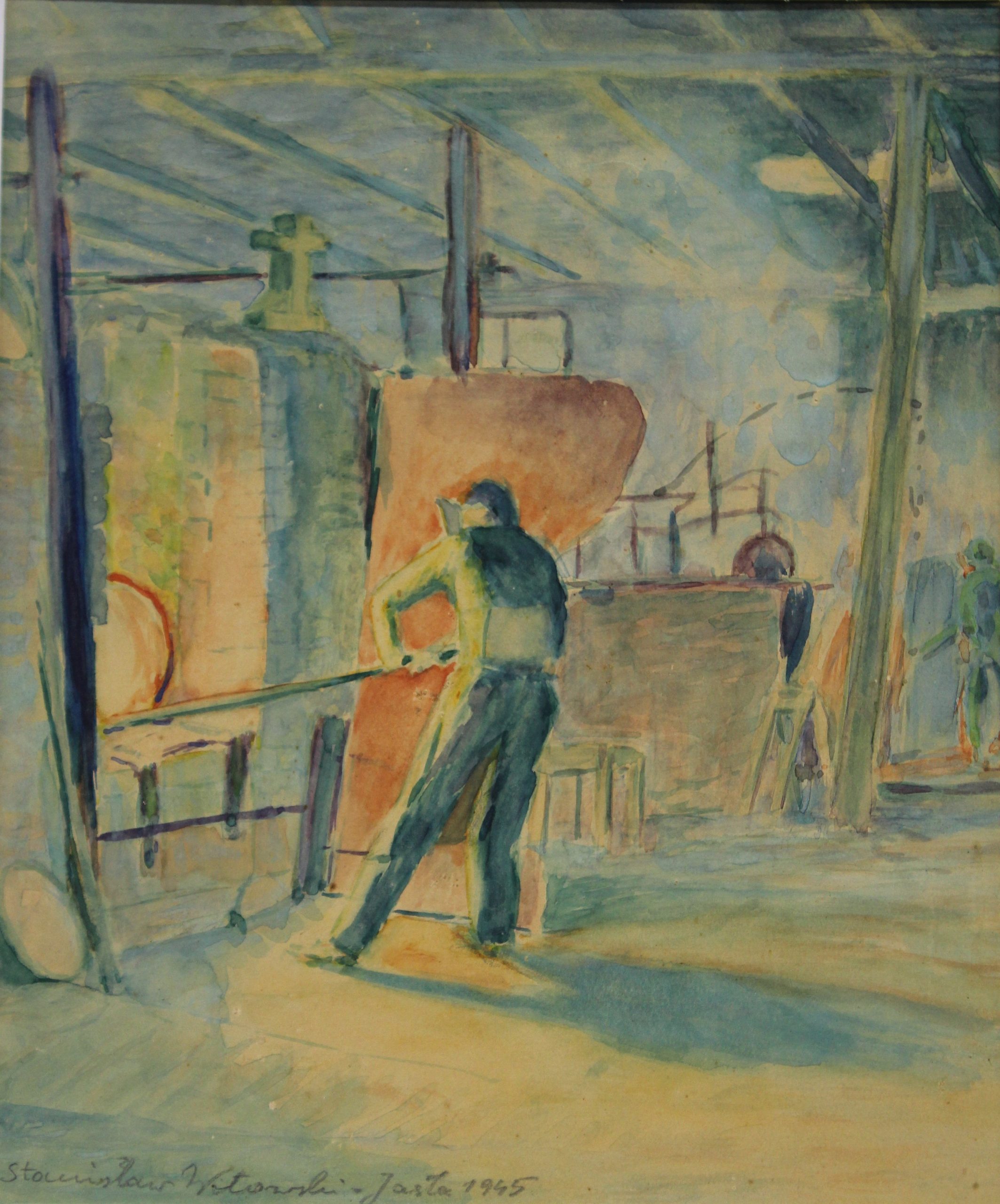4514 a-h, stanisław witowski z jasła, w hucie szkła, 1945, akwarele, 31,5 x 27 cm