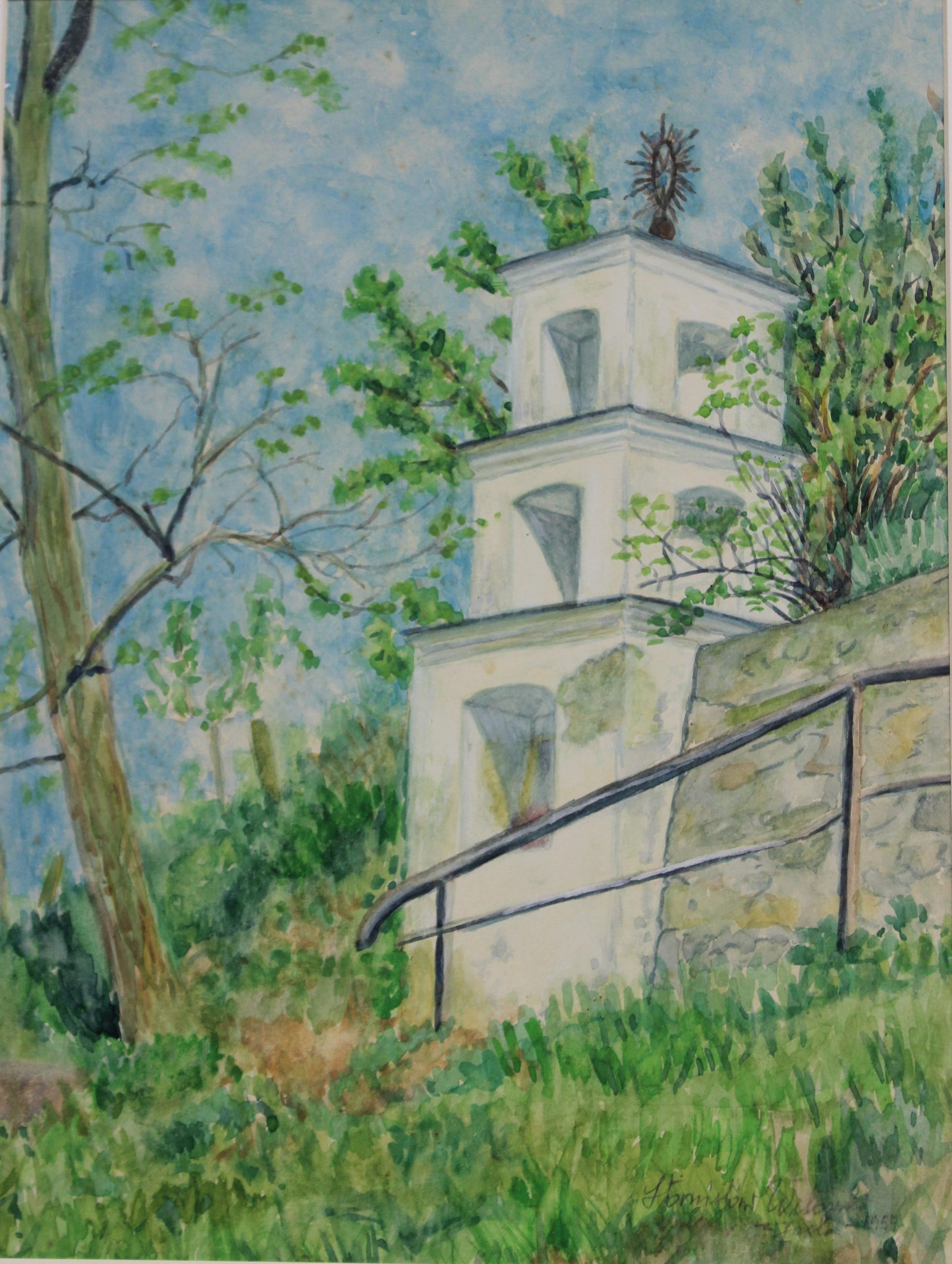 4521 a-h, stanisław witowski z jasła, kapliczka latarnia z 1664 r. w gorlicach, 1957, akwarele, 38 x 27,5 cm