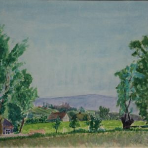 4523 a-h, stanisław witowski z jasła, widok spod jasła, liwocz, 1944, akwarele, 28 x 33 cm