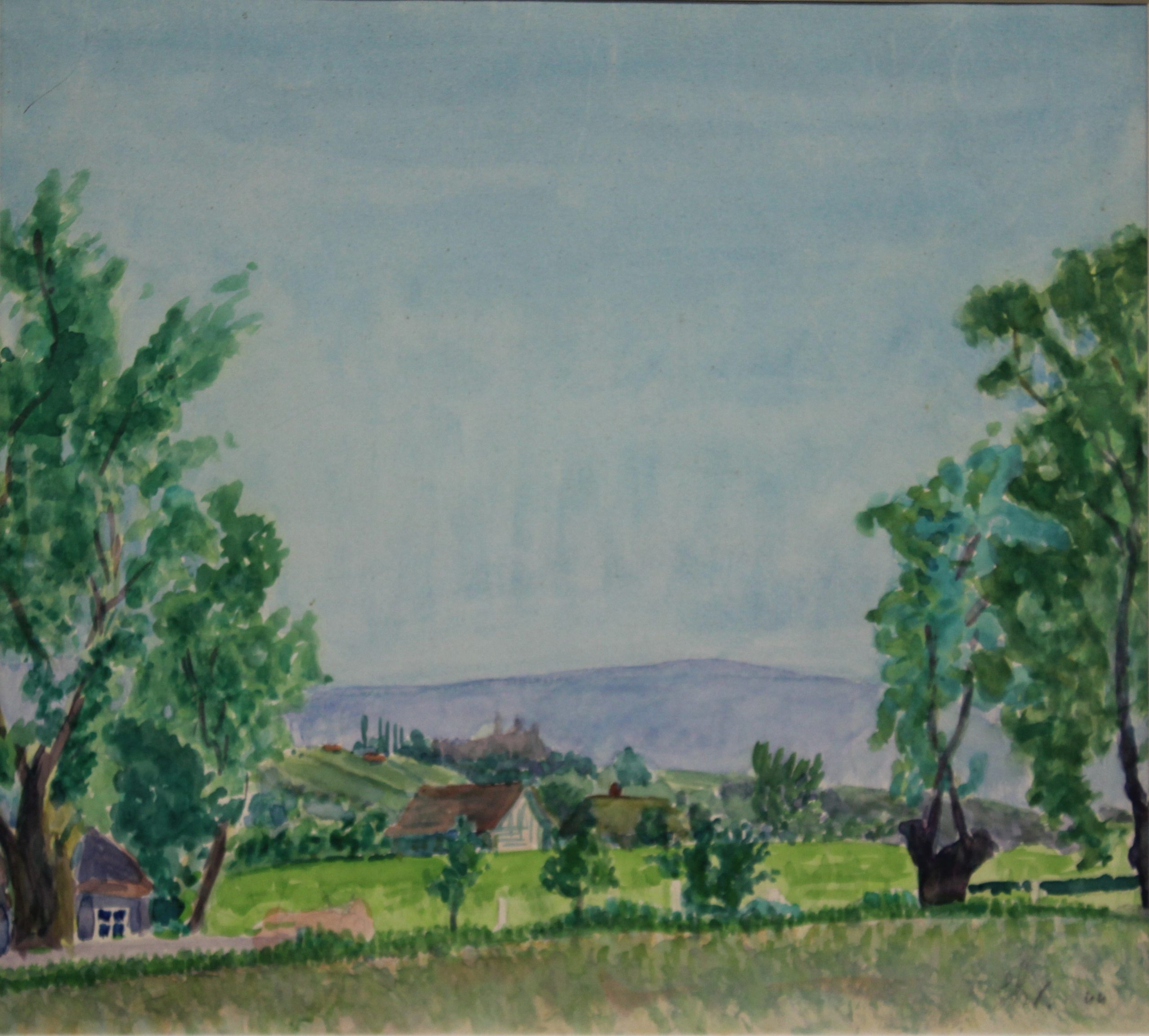4523 a-h, stanisław witowski z jasła, widok spod jasła, liwocz, 1944, akwarele, 28 x 33 cm