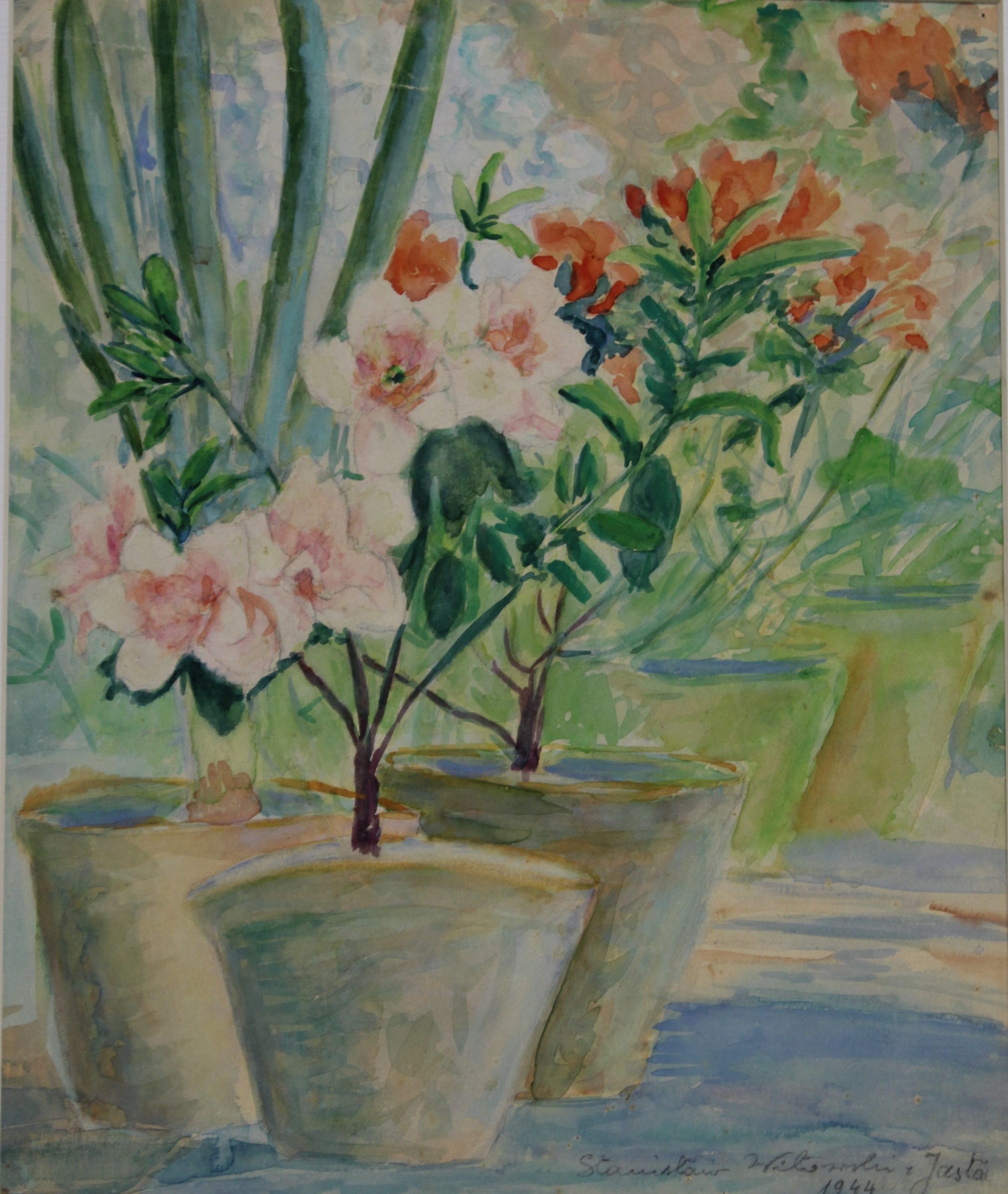 4526 a-h, stanisław witowski z jasła, kwiat azalii, 1944, akwarele, 31 x 26 cm