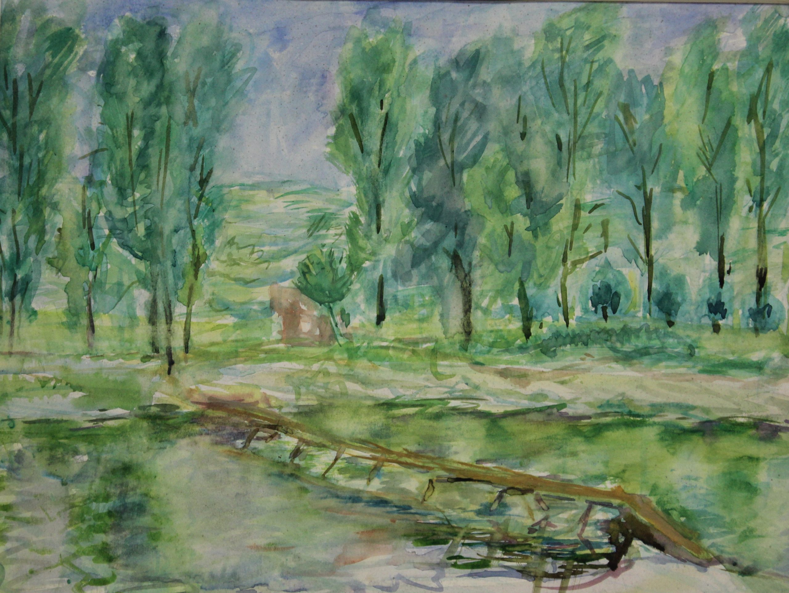 4527 a-h, stanisław witowski z jasła, kładka na rzece wisłoce, 1948, akwarele, 24 x 31 cm