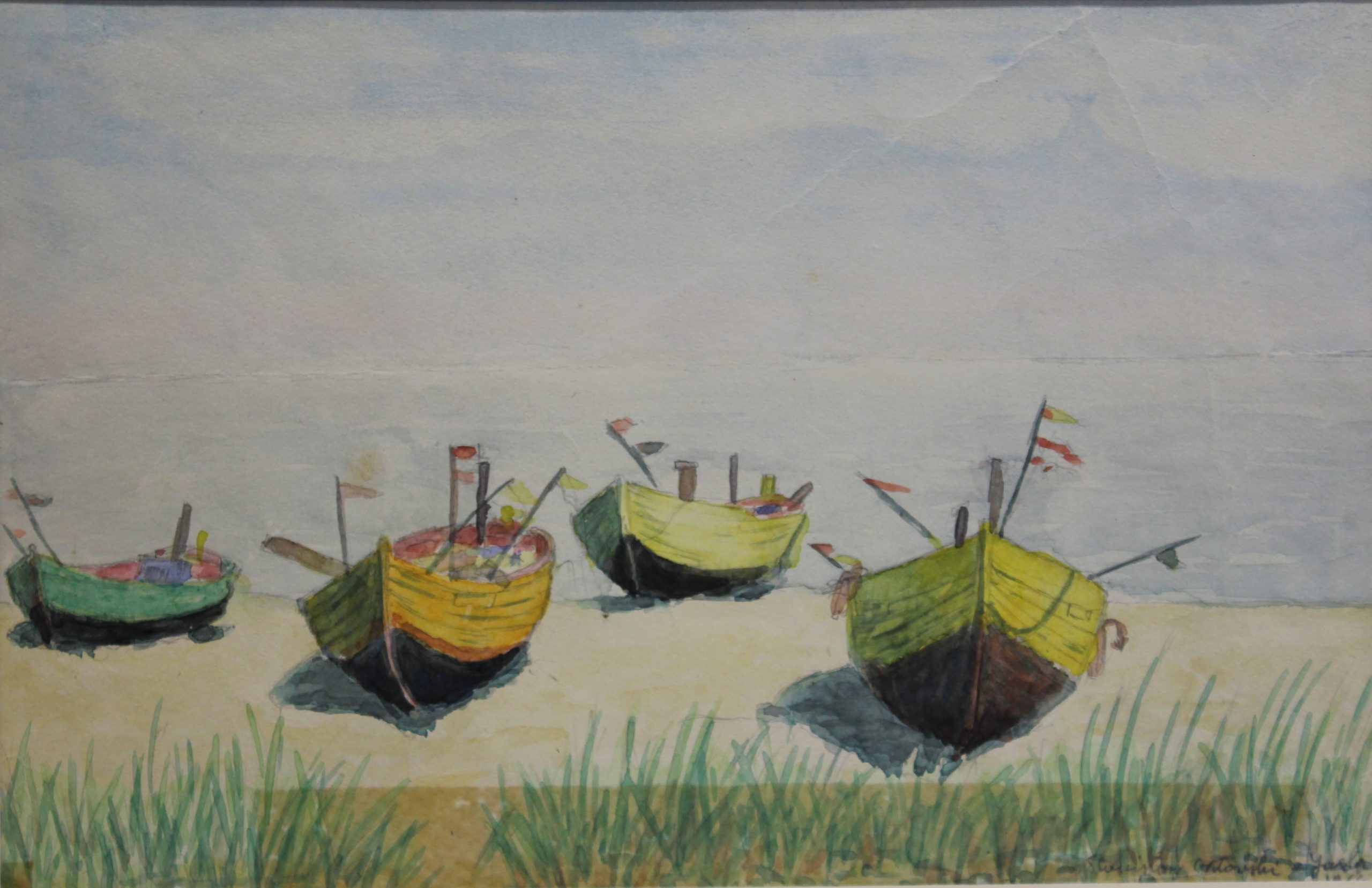 4529 a-h, stanisław witowski z jasła, Łodzie rybackie, 1966, akwarele, 21 x 30 cm