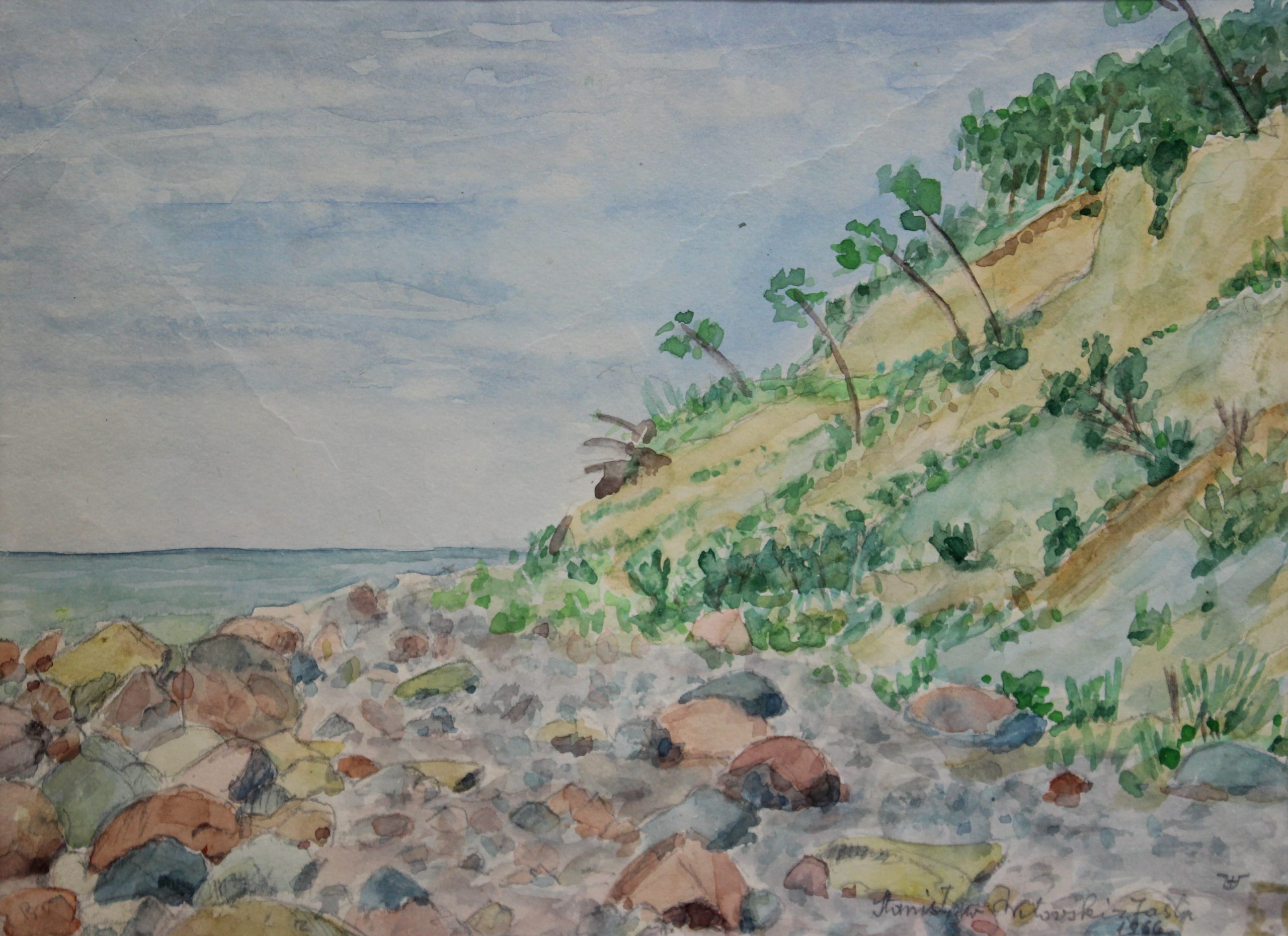 4535 a-h, stanisław witowski z jasła, dzika plaża ii, 1966, akwarele, 21 x 31 cm