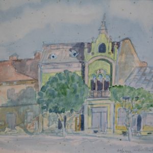 4539 a-h, stanisław witowski z jasła, kamienica w pilźnie, 1953, akwarele, 32 x 35 cm