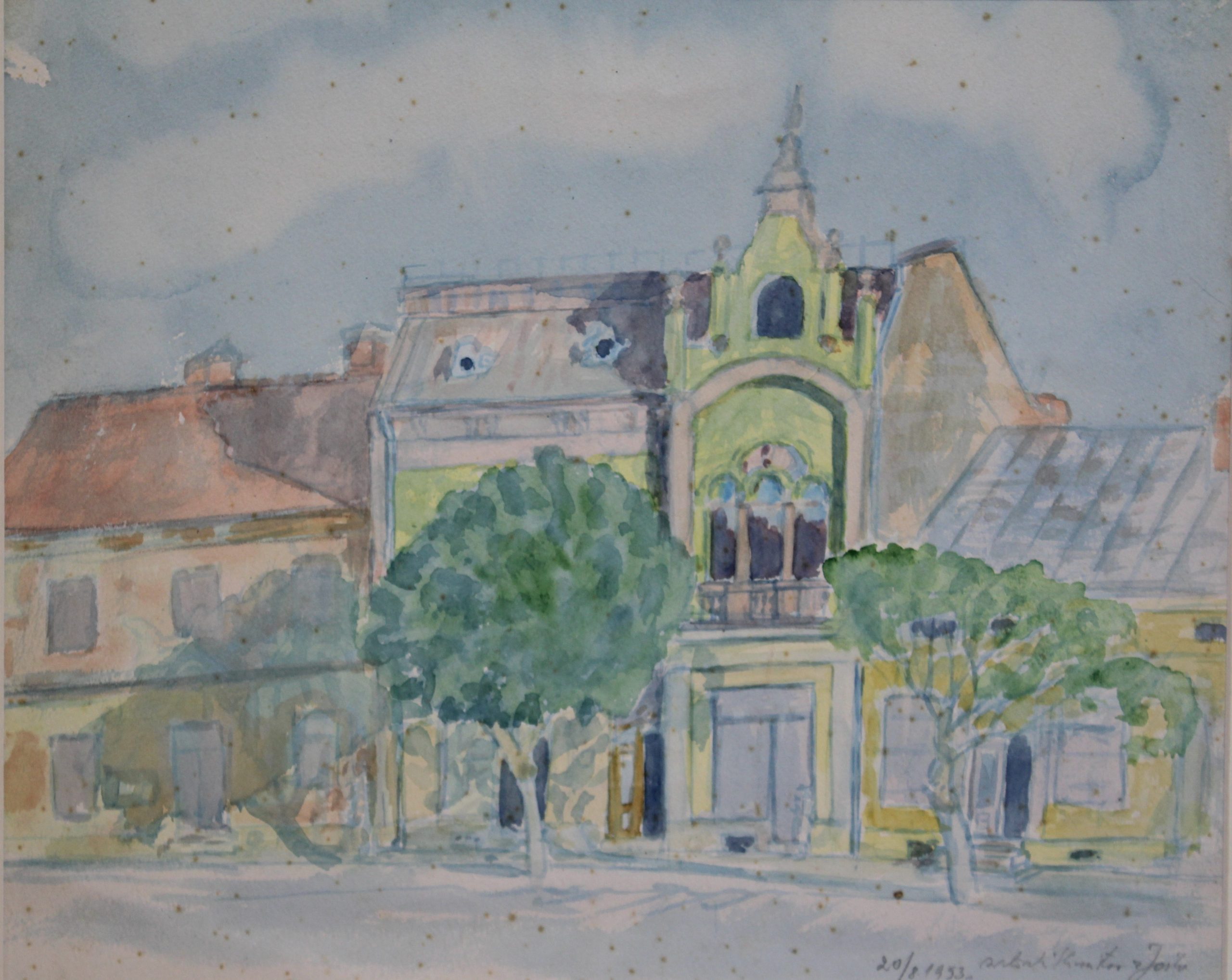 4539 a-h, stanisław witowski z jasła, kamienica w pilźnie, 1953, akwarele, 32 x 35 cm
